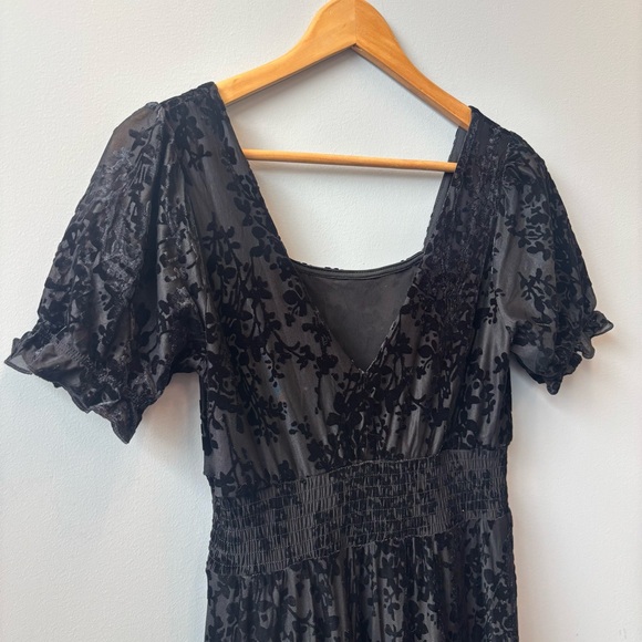 Disturbia Lilias Devoré Tiered Maxi Dress size 2 Black Velvet Goth Whimsygoth - Picture 5 of 14